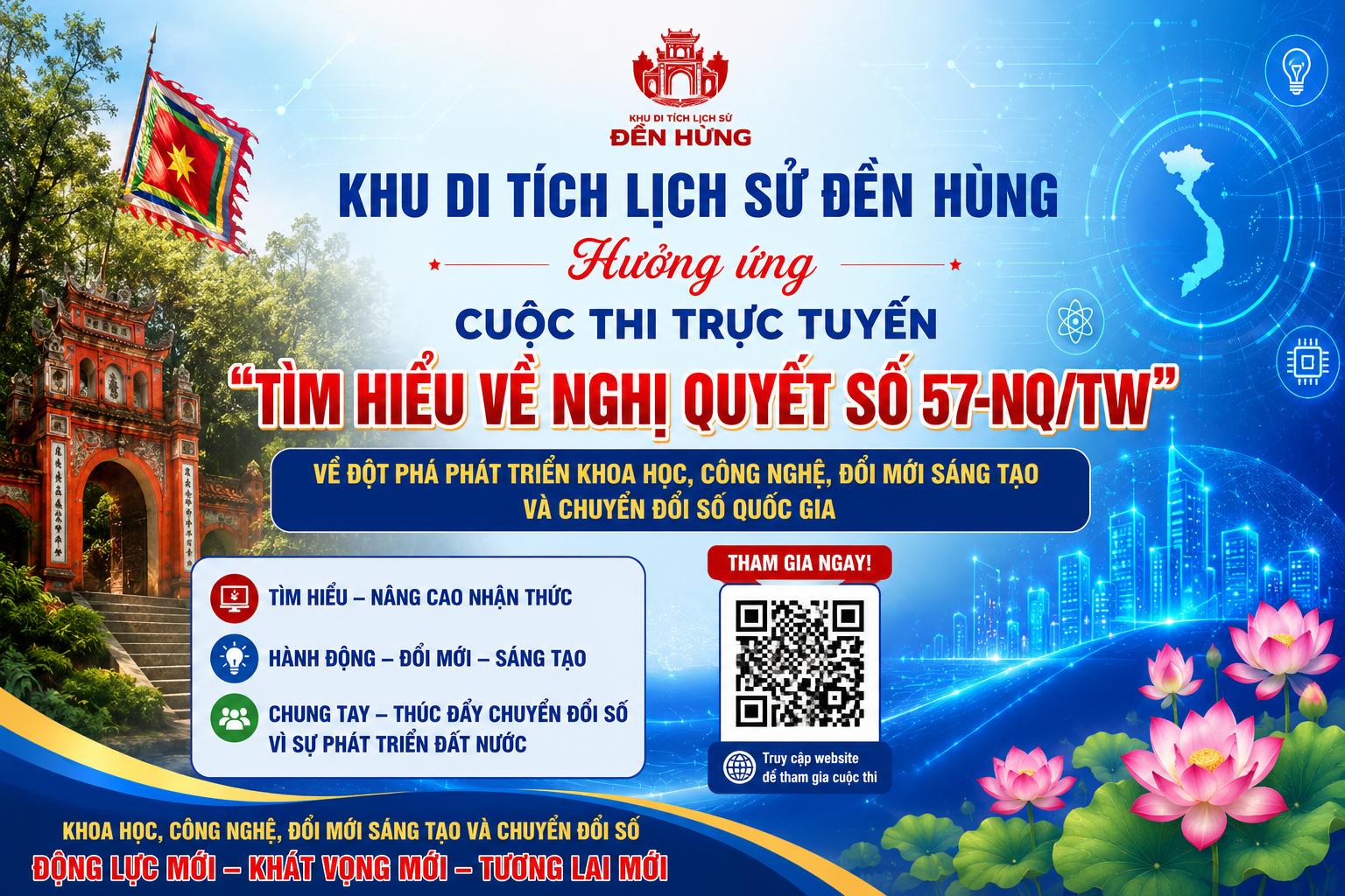 KHU DI TÍCH LỊCH SỬ ĐỀN HÙNG HƯỞNG ỨNG CUỘC THI TRỰC TUYẾN “TÌM HIỂU VỀ NGHỊ QUYẾT SỐ 57-NQ/TW”